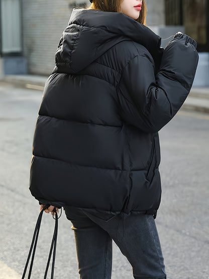 Chaqueta acolchada ligera para mujer – Chaqueta de plumón cálida para invierno con capucha