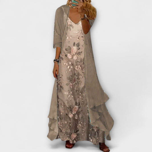Kristel | Maxi vestido con chaqueta (conjunto de 2 piezas)
