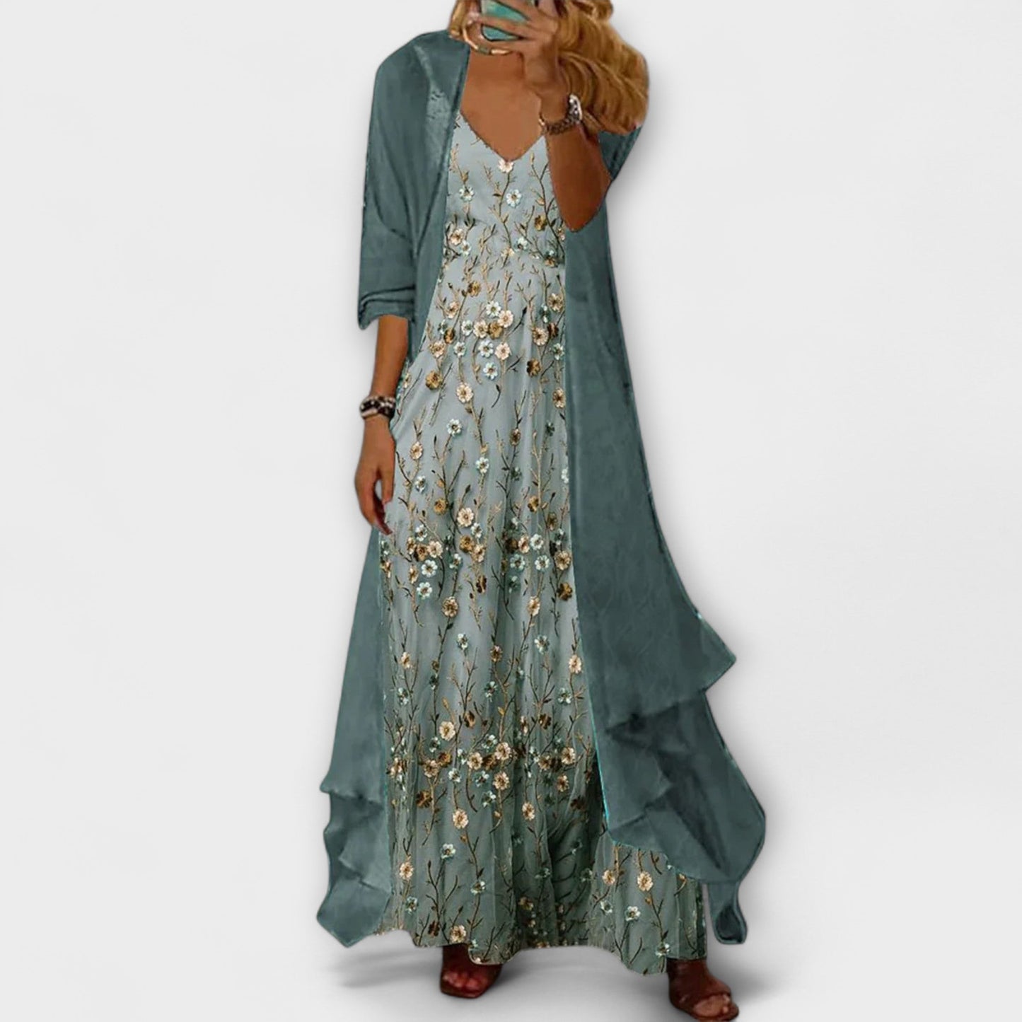 Kristel | Maxi vestido con chaqueta (conjunto de 2 piezas)