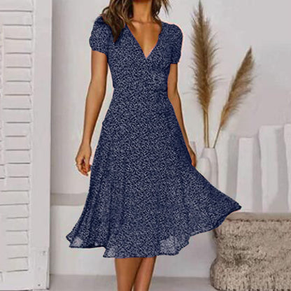 Vestido Elegante Mujer – Corte A con Escote en V y Falda Fluida
