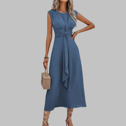 Vestido largo casual elegante sin mangas cuello redondo