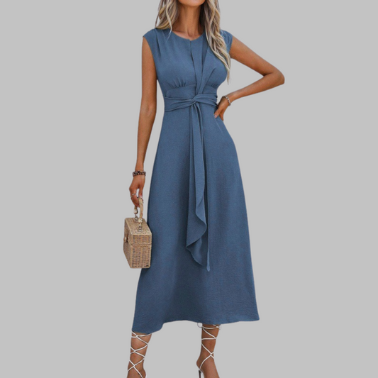 Vestido largo casual elegante sin mangas cuello redondo