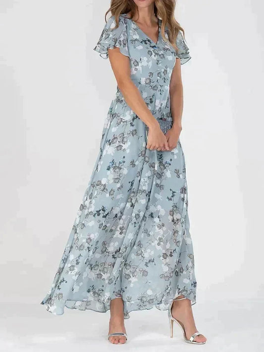 Adriana | Elegante maxivestido floral con cuello en V