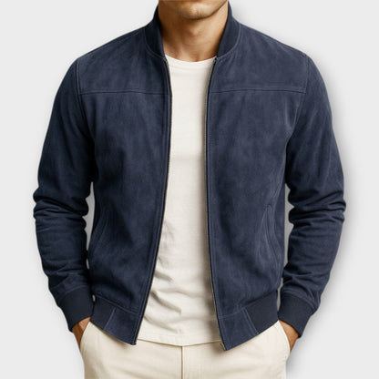 Chaqueta de cuero gamuzado para hombre, cómoda y sofisticada