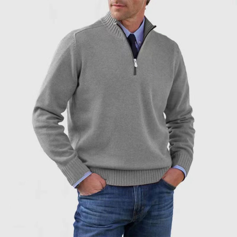 Jersey de punto para hombre con cremallera corta