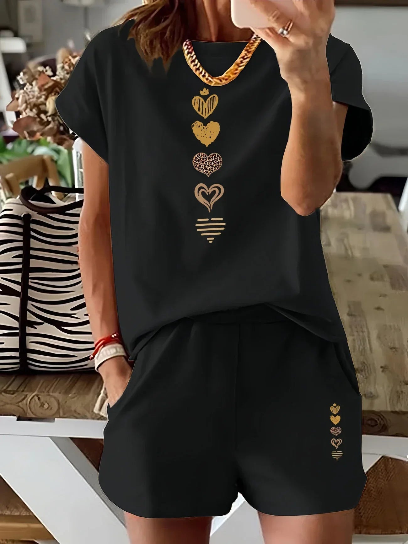Leah | Informal Conjunto De Dos Piezas Con Impresión Gráfica
