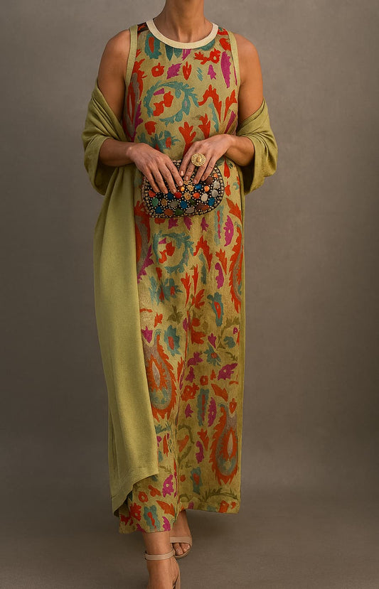 Vestido Mujer – Elegante y Completo con Chal para Eventos Especiales