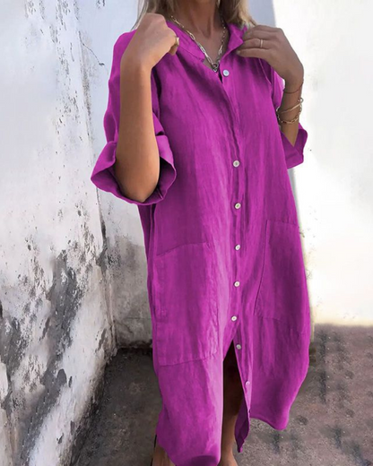 Lily | Vestido camisero informal de estilo ibicenco por la rodilla