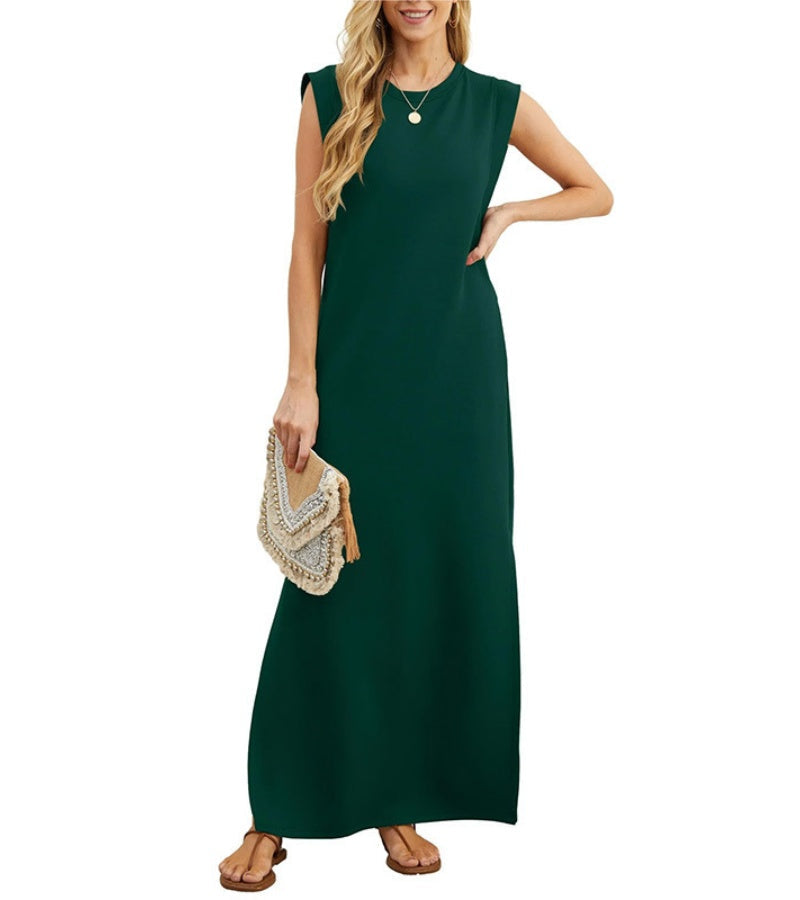 Naomy | Vestido largo informal con abertura en tejido que no se plancha