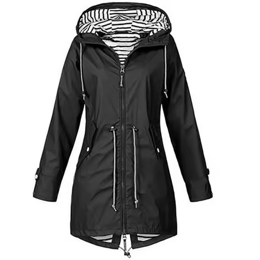 Chaqueta de invierno moderna para mujer: cómoda, con forro interior a rayas