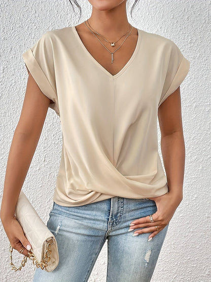 Sanne | Camiseta con cuello de pico y detalle de nudo