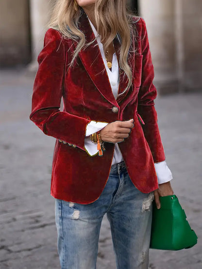Saskia | Elegante blazer de terciopelo para señora