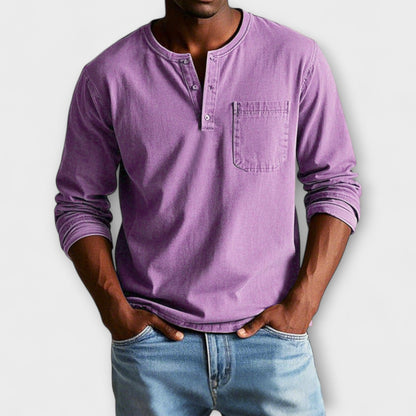 Camisa Casual Hombre – Manga Larga, Retro Chic y Versátil