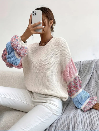 Jersey multicolor para mujer: manga larga y diseño en capas, suave y cálido