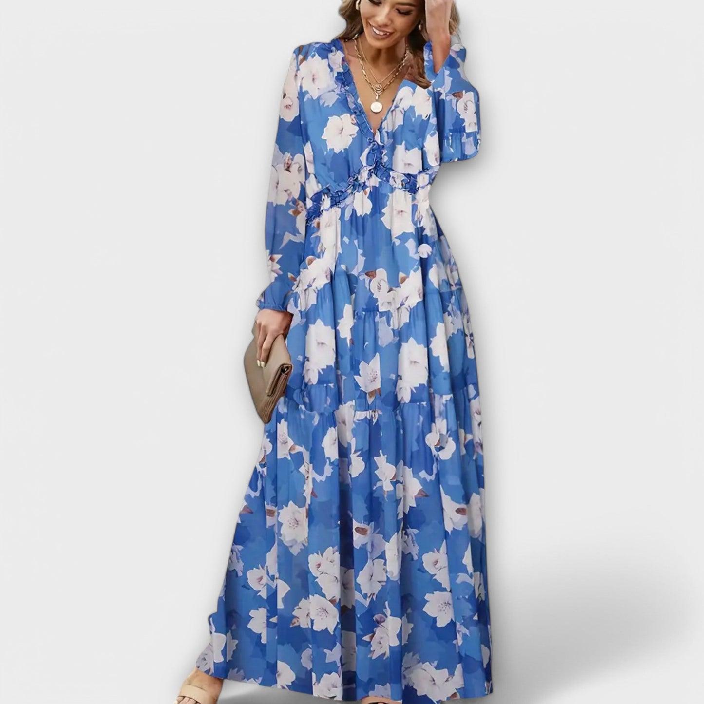 Stella | Maxi Vestido Floral Cuello en V