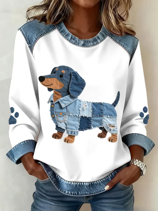 Sudadera para mujer con estampado de perro, cómoda y moderna
