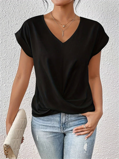 Sanne | Camiseta con cuello de pico y detalle de nudo