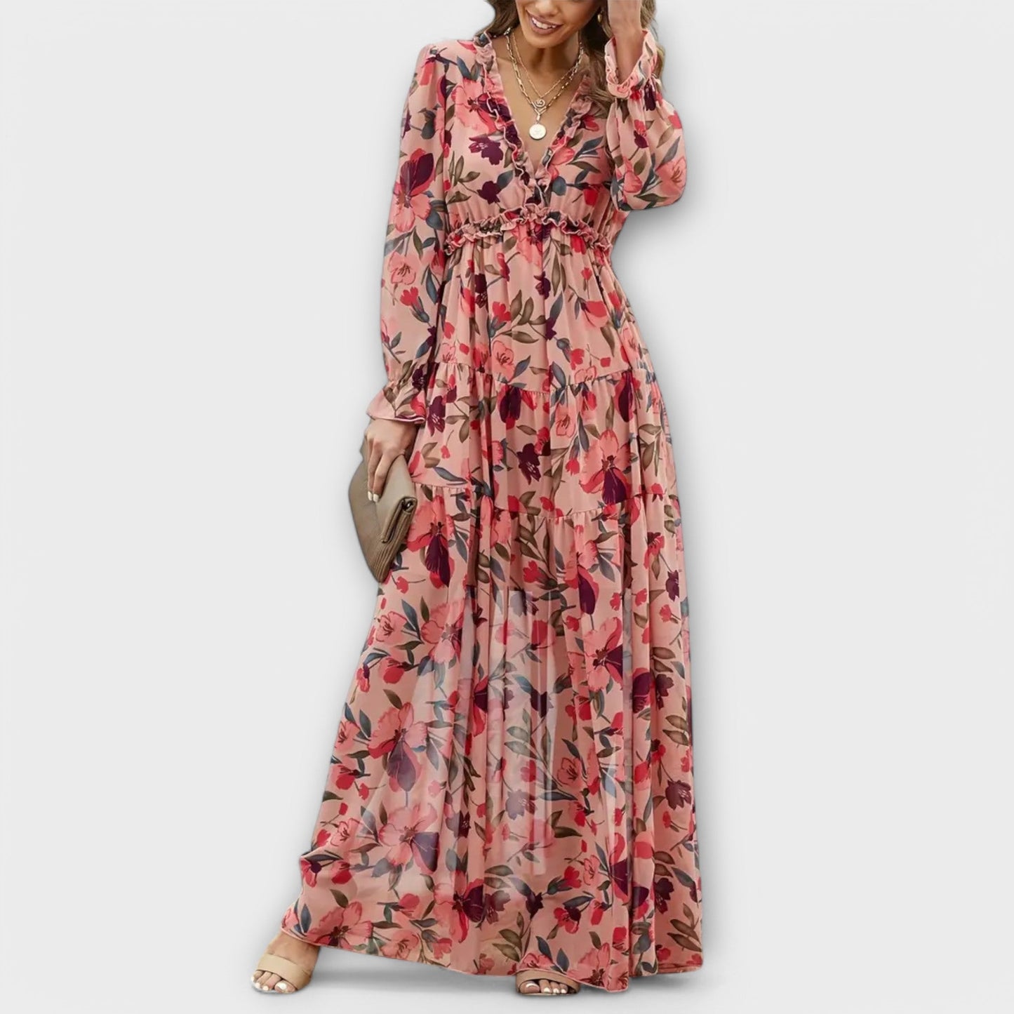 Stella | Maxi Vestido Floral Cuello en V