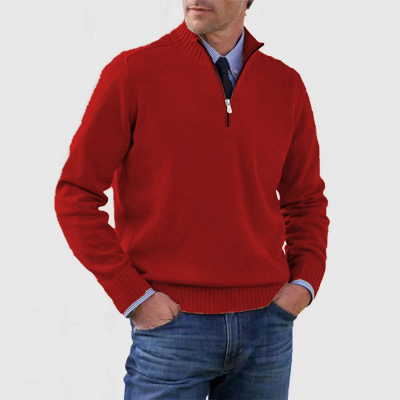 Jersey de punto para hombre con cremallera corta