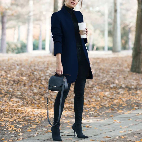 Blazer de lana para mujer con cuello alto: clásico y elegante, ideal para la oficina y el día a día