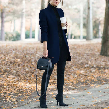 Blazer de lana para mujer con cuello alto: clásico y elegante, ideal para la oficina y el día a día