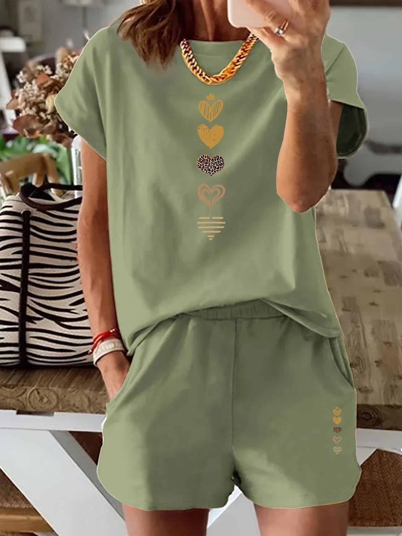 Leah | Informal Conjunto De Dos Piezas Con Impresión Gráfica