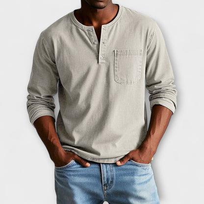 Camisa Casual Hombre – Manga Larga, Retro Chic y Versátil