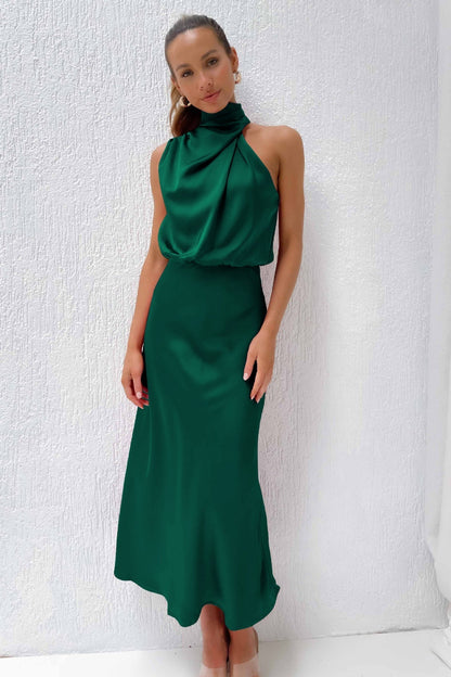 Vestido satinado femenino, cómodo y moderno