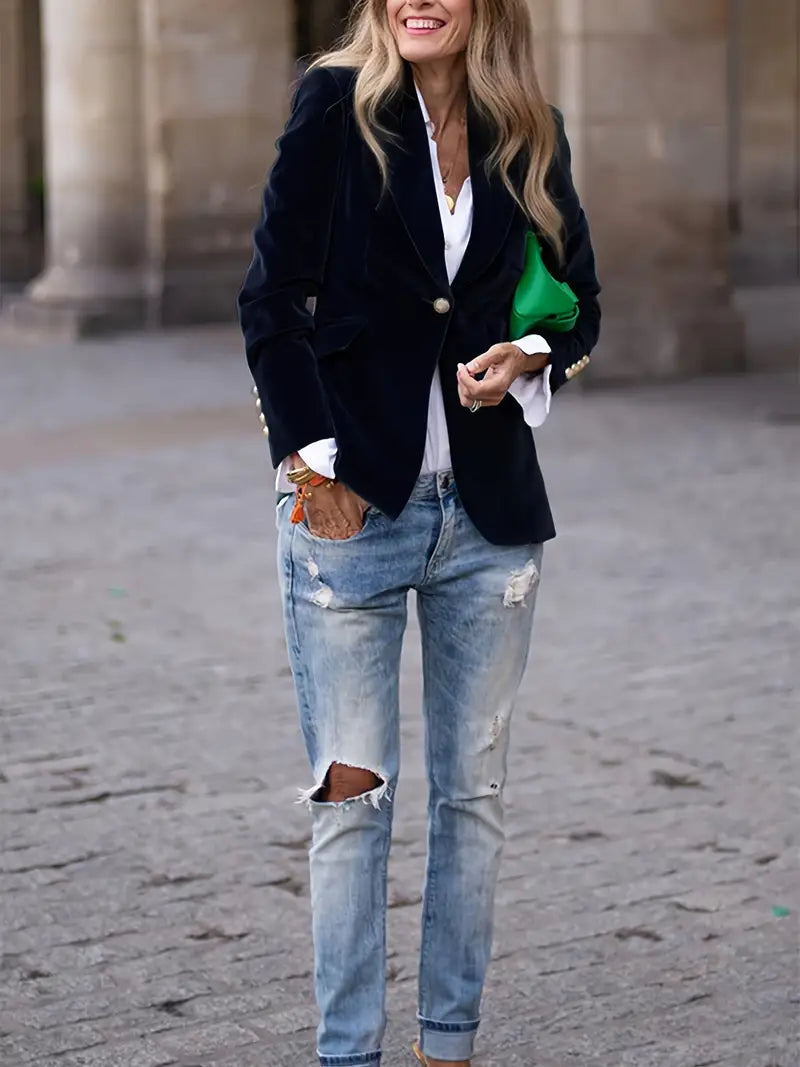Saskia | Elegante blazer de terciopelo para señora