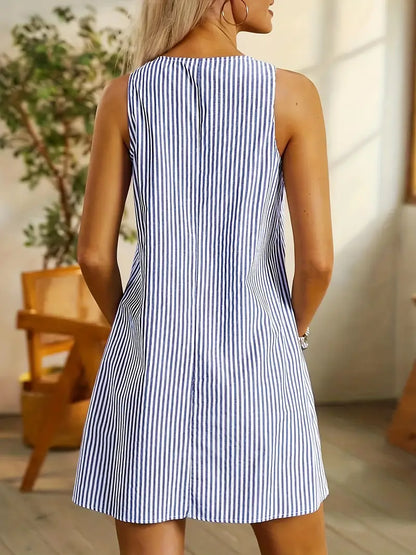 Elvira | Elegante vestido de verano a rayas con bolsillos
