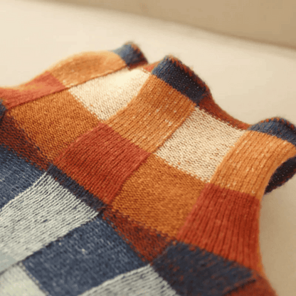 Jersey mujer patchwork cachemira cuello vuelto moderno y cómodo