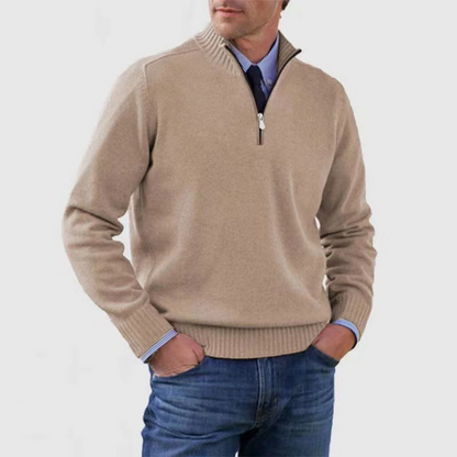 Jersey de punto para hombre con cremallera corta