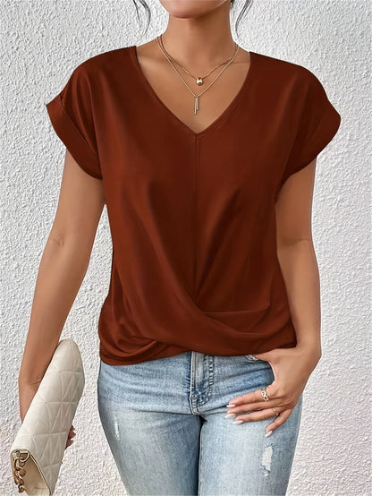 Sanne | Camiseta con cuello de pico y detalle de nudo