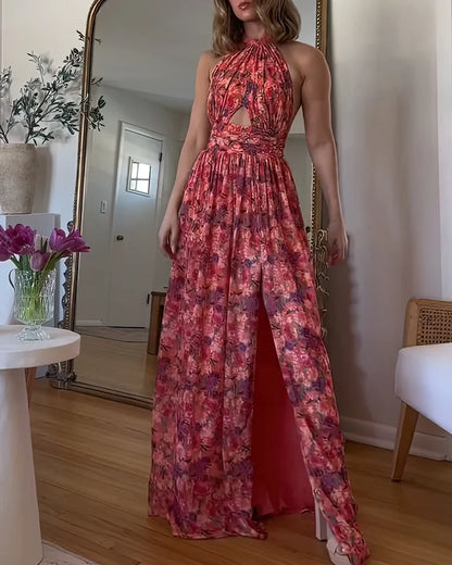 Marly | Maxi vestido sin espalda con estampado floral