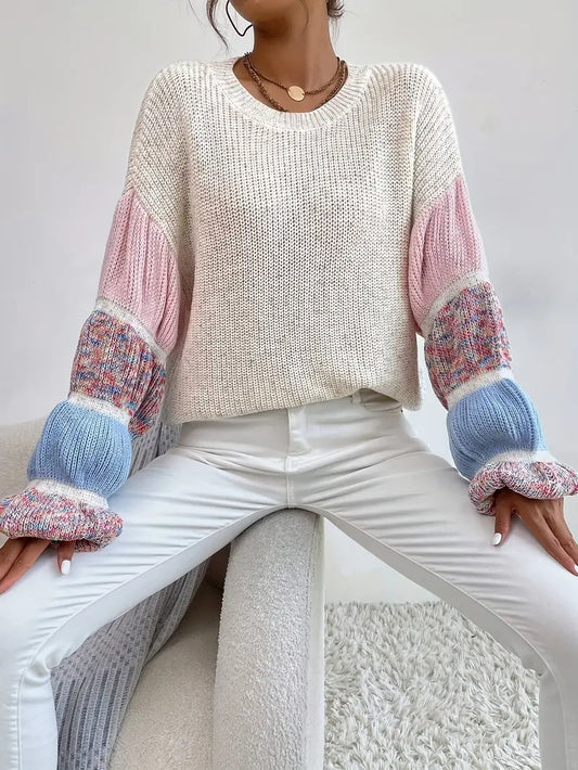 Jersey multicolor para mujer: manga larga y diseño en capas, suave y cálido