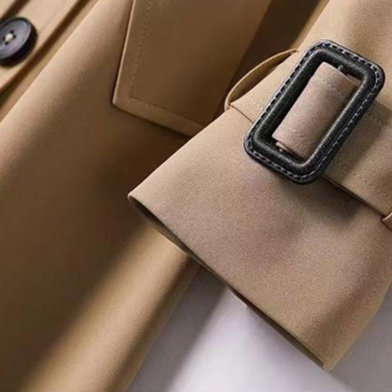 Abrigo largo mujer estilo clásico con cinturón cálido diario