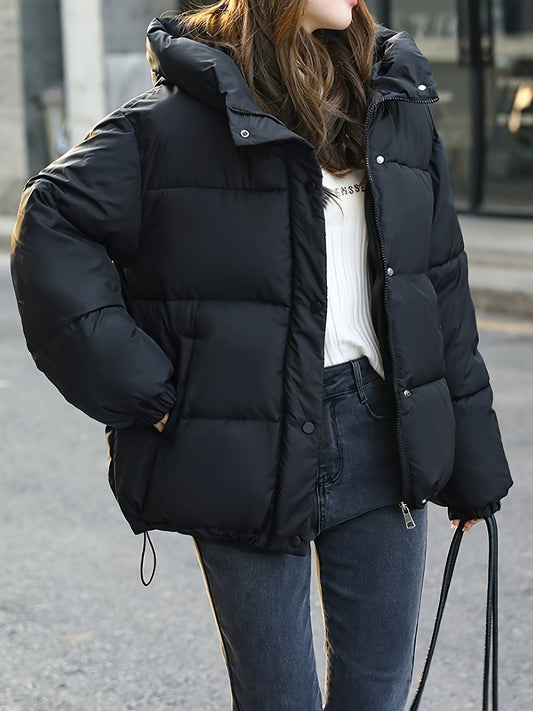 Chaqueta acolchada ligera para mujer – Chaqueta de plumón cálida para invierno con capucha