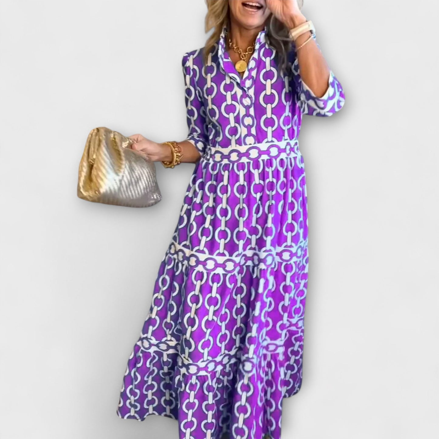 Melany | Vestido midi con estampado de cadenas