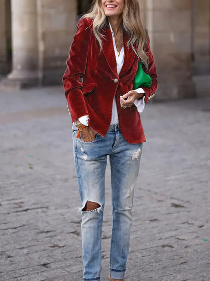 Saskia | Elegante blazer de terciopelo para señora