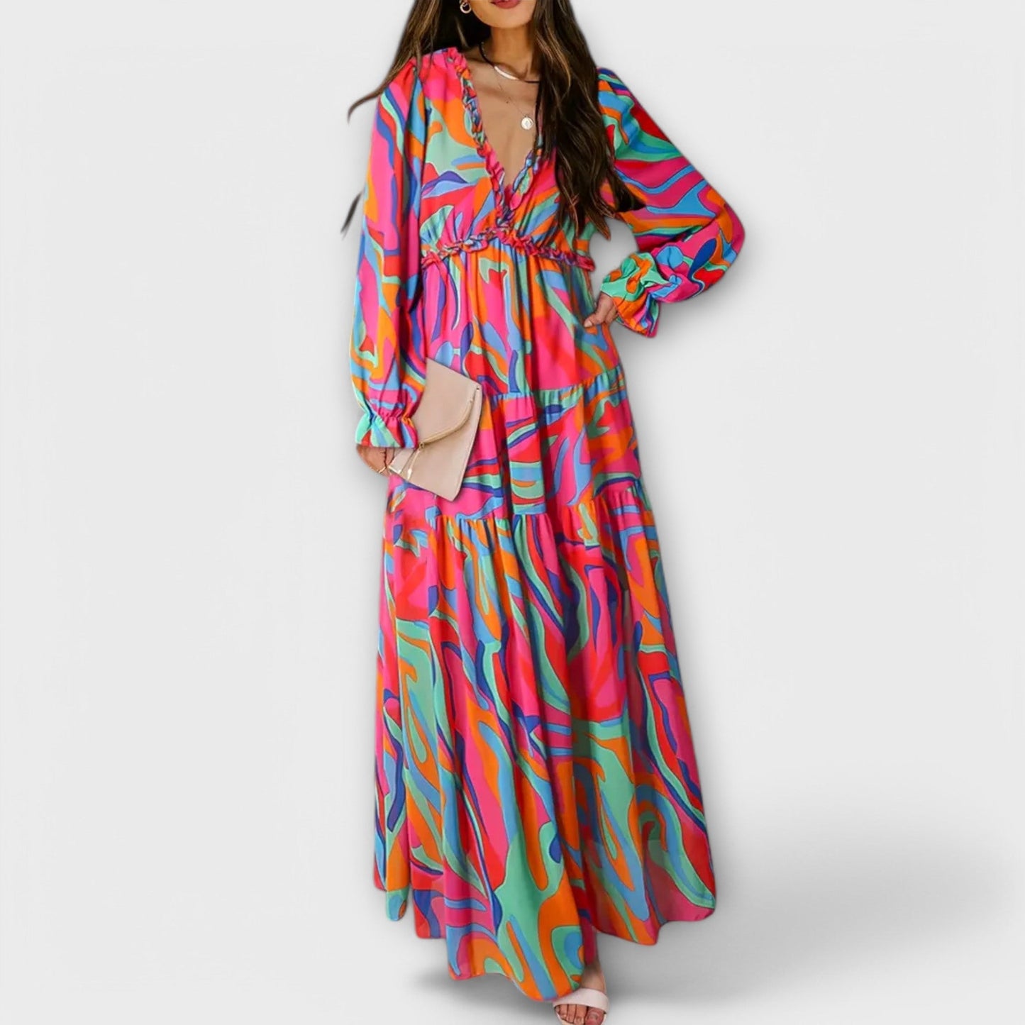 Stella | Maxi Vestido Floral Cuello en V