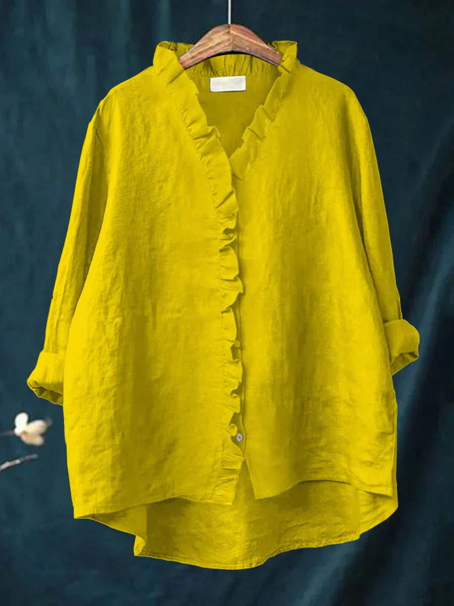 Rosie | Camisa Casual de Algodón y Lino con Volantes