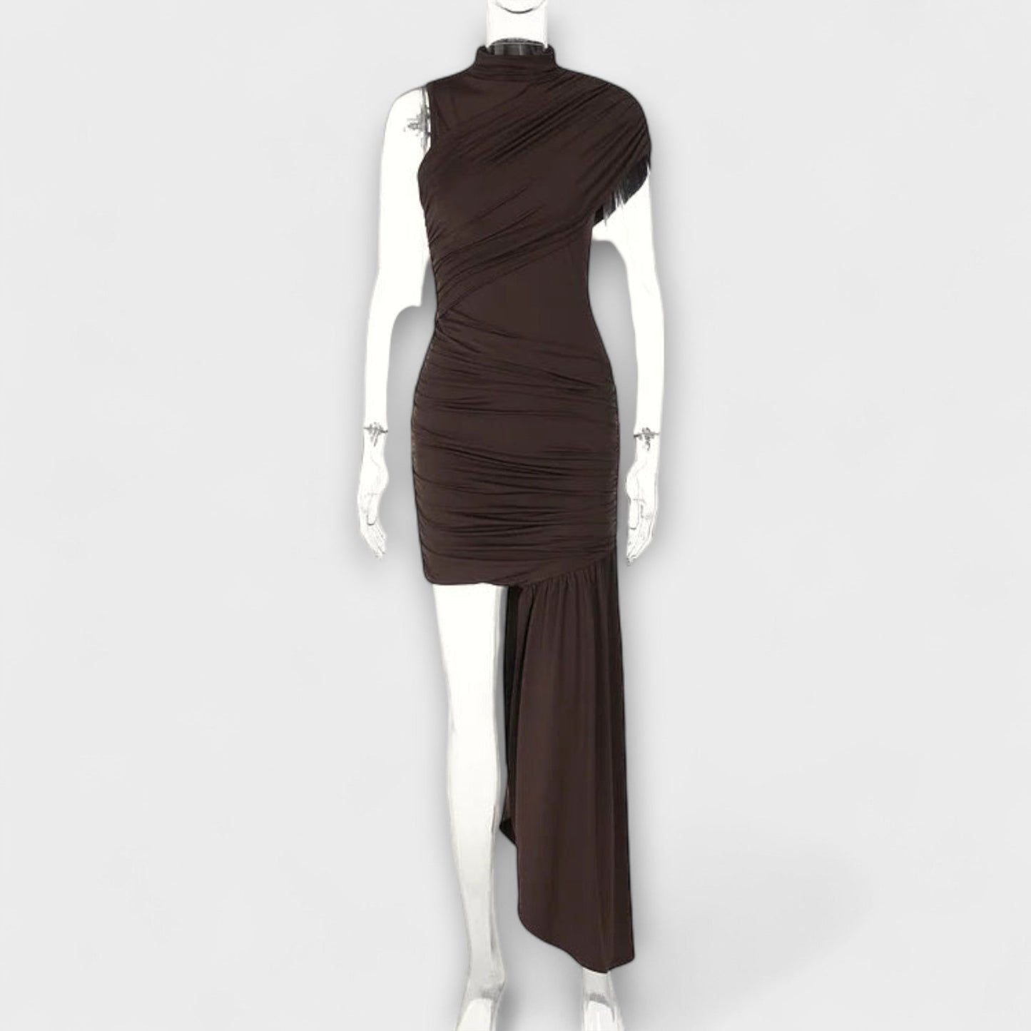June | Elegante vestido entallado con escote redondo y pliegues