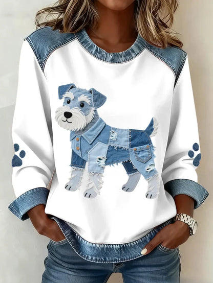 Sudadera para mujer con estampado de perro, cómoda y moderna