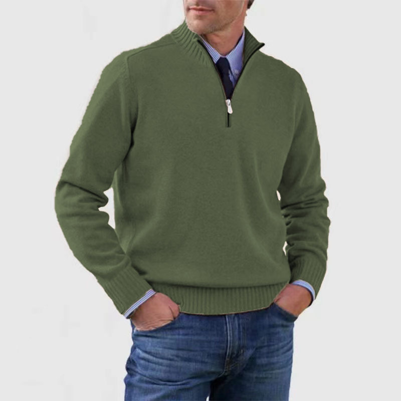 Jersey de punto para hombre con cremallera corta