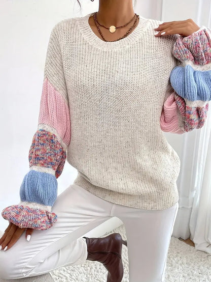 Jersey multicolor para mujer: manga larga y diseño en capas, suave y cálido