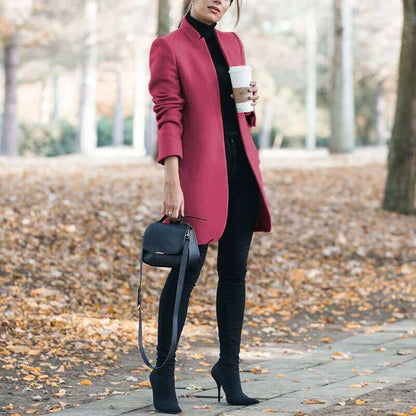 Blazer de lana para mujer con cuello alto: clásico y elegante, ideal para la oficina y el día a día