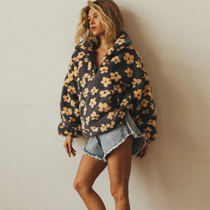 Jersey cómodo sherpa mujer elegante y versátil bohemio