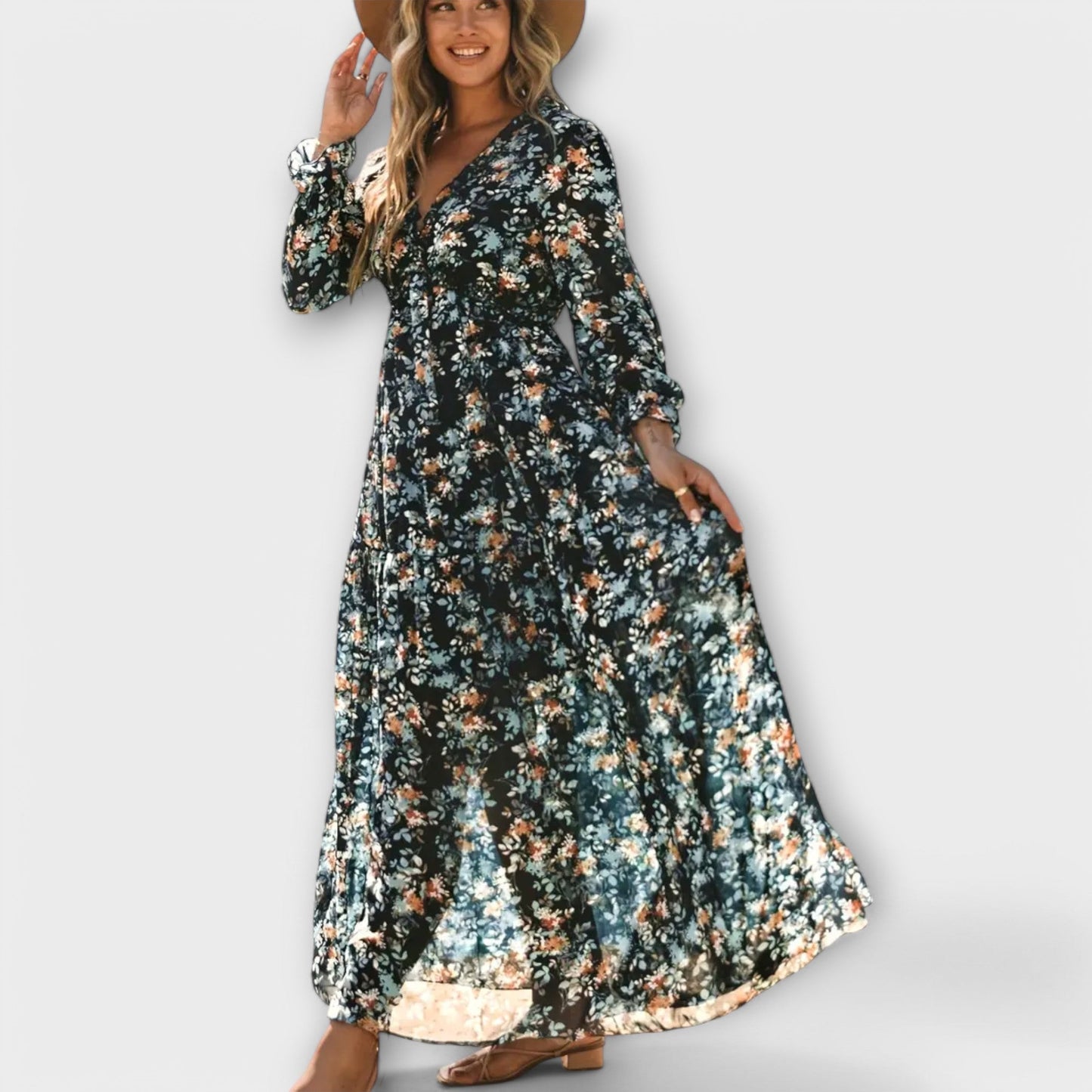 Stella | Maxi Vestido Floral Cuello en V