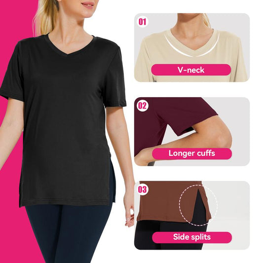 Camiseta informal holgada para mujer, pack de 3 con cuello en V y tejido suave para el uso diario.
