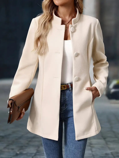 Chaqueta larga mujer invierno clásica con cierre de botones